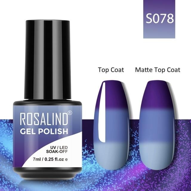 Rosalind Gel Polish S078 - Smalto Semipermanente con Top Coat e Matte Top Coat Alta Densità di Pigmenti 7ml UV/LED Soak Off Formula Antigraffio e Anti-Scheggiatura