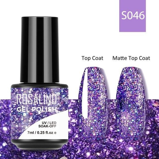 Rosalind Gel Polish S046 - Smalto Semipermanente con Top Coat e Matte Top Coat Alta Densità di Pigmenti 7ml UV/LED Soak Off Formula Antigraffio e Anti-Scheggiatura