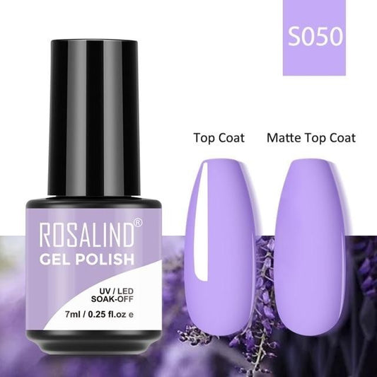 Rosalind Gel Polish S050 - Smalto Semipermanente con Top Coat e Matte Top Coat Alta Densità di Pigmenti 7ml UV/LED Soak Off Formula Antigraffio e Anti-Scheggiatura