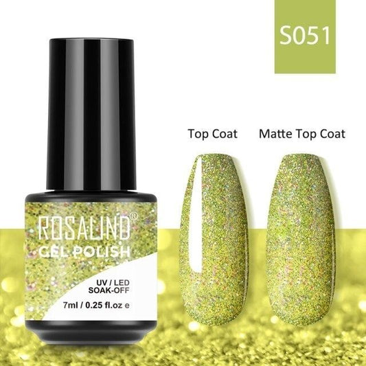 Rosalind Gel Polish S051 - Smalto Semipermanente con Top Coat e Matte Top Coat Alta Densità di Pigmenti 7ml UV/LED Soak Off Formula Antigraffio e Anti-Scheggiatura
