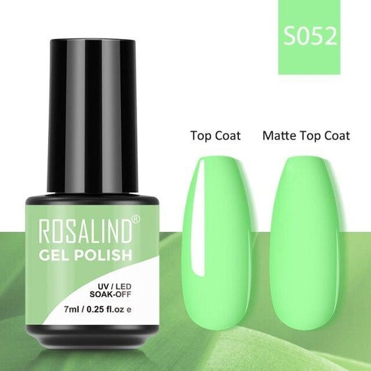 Rosalind Gel Polish S052 - Smalto Semipermanente con Top Coat e Matte Top Coat Alta Densità di Pigmenti 7ml UV/LED Soak Off Formula Antigraffio e Anti-Scheggiatura
