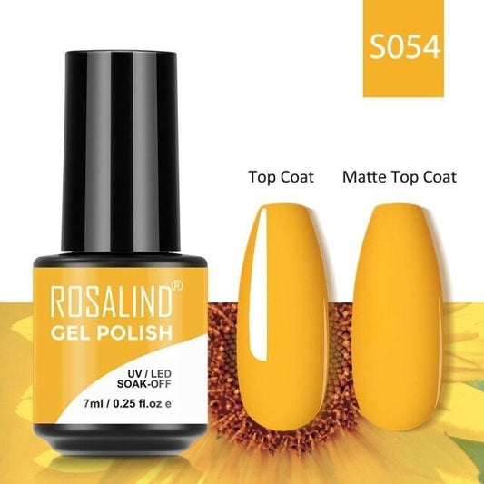 Rosalind Gel Polish S054 - Smalto Semipermanente con Top Coat e Matte Top Coat Alta Densità di Pigmenti 7ml UV/LED Soak Off Formula Antigraffio e Anti-Scheggiatura