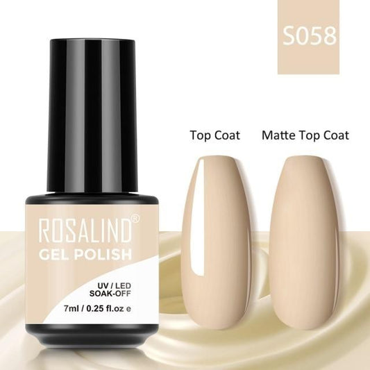 Rosalind Gel Polish S058 -Smalto Semipermanente con Top Coat e Matte Top Coat Alta Densità di Pigmenti 7ml UV/LED Soak Off Formula Antigraffio e Anti-Scheggiatura