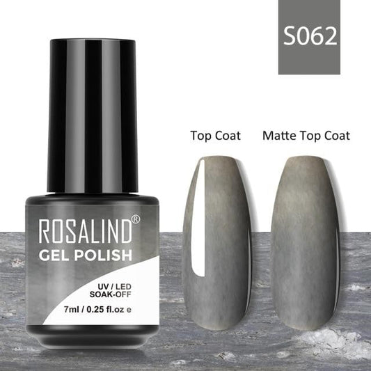 Rosalind Gel Polish S062 - Smalto Semipermanente con Top Coat e Matte Top Coat Alta Densità di Pigmenti 7ml UV/LED Soak Off Formula Antigraffio e Anti-Scheggiatura
