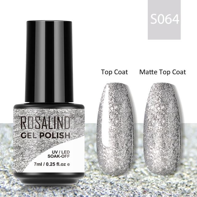 Rosalind Gel Polish S064 - Smalto Semipermanente con Top Coat e Matte Top Coat Alta Densità di Pigmenti 7ml UV/LED Soak Off Formula Antigraffio e Anti-Scheggiatura