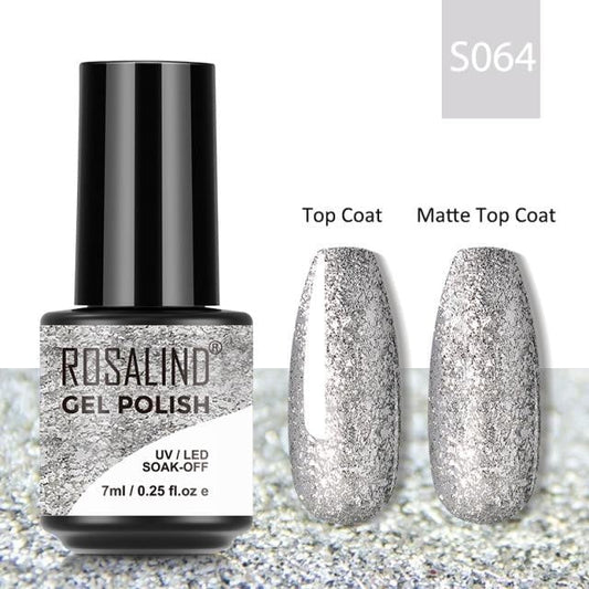 Rosalind Gel Polish S064 - Smalto Semipermanente con Top Coat e Matte Top Coat Alta Densità di Pigmenti 7ml UV/LED Soak Off Formula Antigraffio e Anti-Scheggiatura