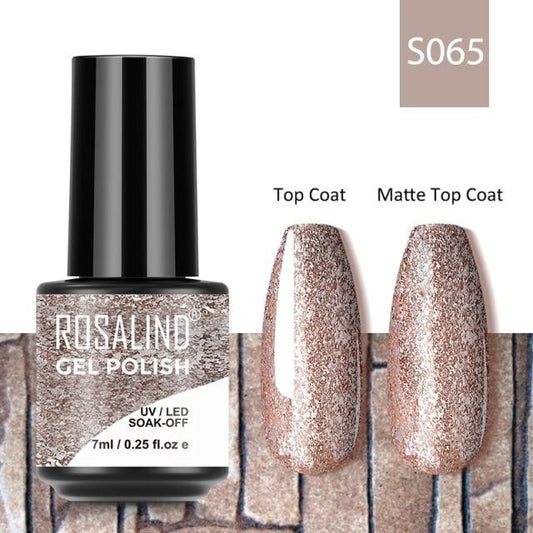 Rosalind Gel Polish S065 - Smalto Semipermanente con Top Coat e Matte Top Coat Alta Densità di Pigmenti 7ml UV/LED Soak Off Formula Antigraffio e Anti-Scheggiatura
