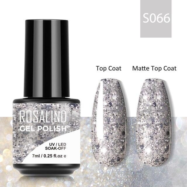 Rosalind Gel Polish S066 - Smalto Semipermanente con Top Coat e Matte Top Coat Alta Densità di Pigmenti 7ml UV/LED Soak Off Formula Antigraffio e Anti-Scheggiatura