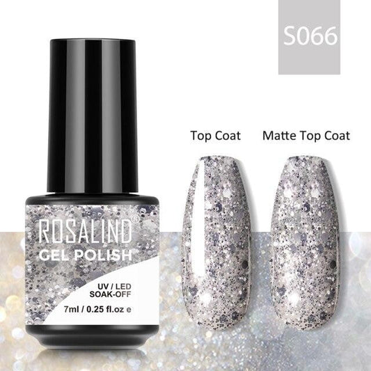 Rosalind Gel Polish S066 - Smalto Semipermanente con Top Coat e Matte Top Coat Alta Densità di Pigmenti 7ml UV/LED Soak Off Formula Antigraffio e Anti-Scheggiatura