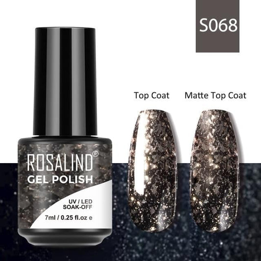 Rosalind Gel Polish S068 - Smalto Semipermanente con Top Coat e Matte Top Coat Alta Densità di Pigmenti 7ml UV/LED Soak Off Formula Antigraffio e Anti-Scheggiatura