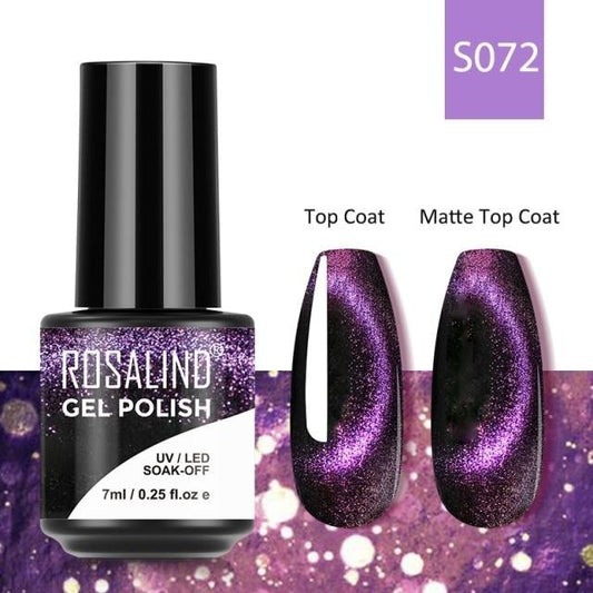 Rosalind Gel Polish S072 - Smalto Semipermanente con Top Coat e Matte Top Coat Alta Densità di Pigmenti 7ml UV/LED Soak Off Formula Antigraffio e Anti-Scheggiatura