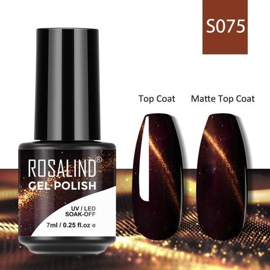 Rosalind Gel Polish S075 - Smalto Semipermanente con Top Coat e Matte Top Coat Alta Densità di Pigmenti 7ml UV/LED Soak Off Formula Antigraffio e Anti-Scheggiatura