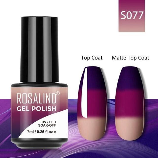 Rosalind Gel Polish S077 - Smalto Semipermanente con Top Coat e Matte Top Coat Alta Densità di Pigmenti 7ml UV/LED Soak Off Formula Antigraffio e Anti-Scheggiatura