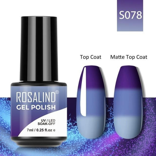 Rosalind Gel Polish S078 - Smalto Semipermanente con Top Coat e Matte Top Coat Alta Densità di Pigmenti 7ml UV/LED Soak Off Formula Antigraffio e Anti-Scheggiatura