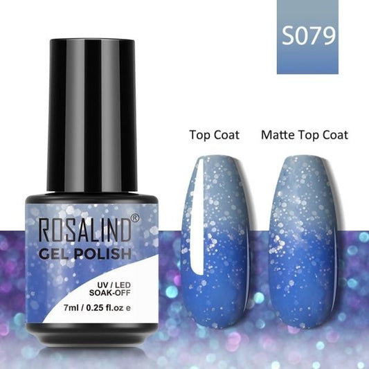 Rosalind Gel Polish S079 - Smalto Semipermanente con Top Coat e Matte Top Coat Alta Densità di Pigmenti 7ml UV/LED Soak Off Formula Antigraffio e Anti-Scheggiatura